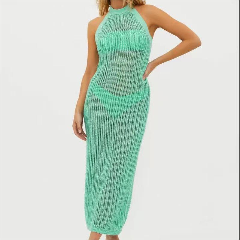 Backless Knitted Halter neck Beach Dress