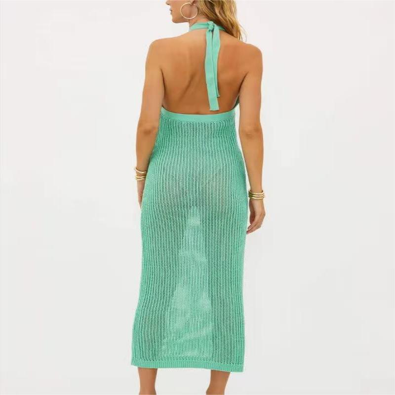 Backless Knitted Halter neck Beach Dress