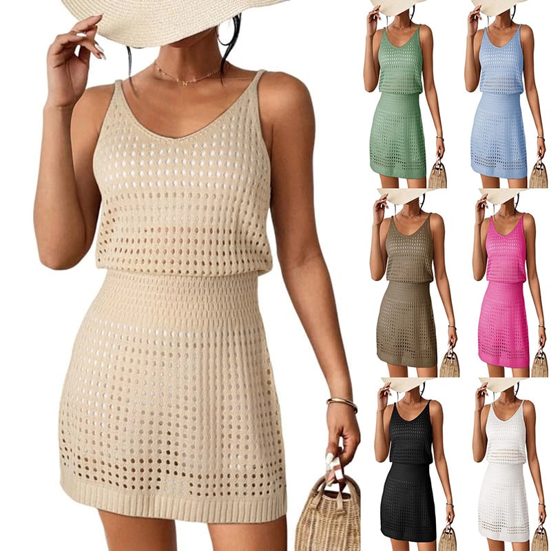 Women Summer Hollow Out Halter Dresses