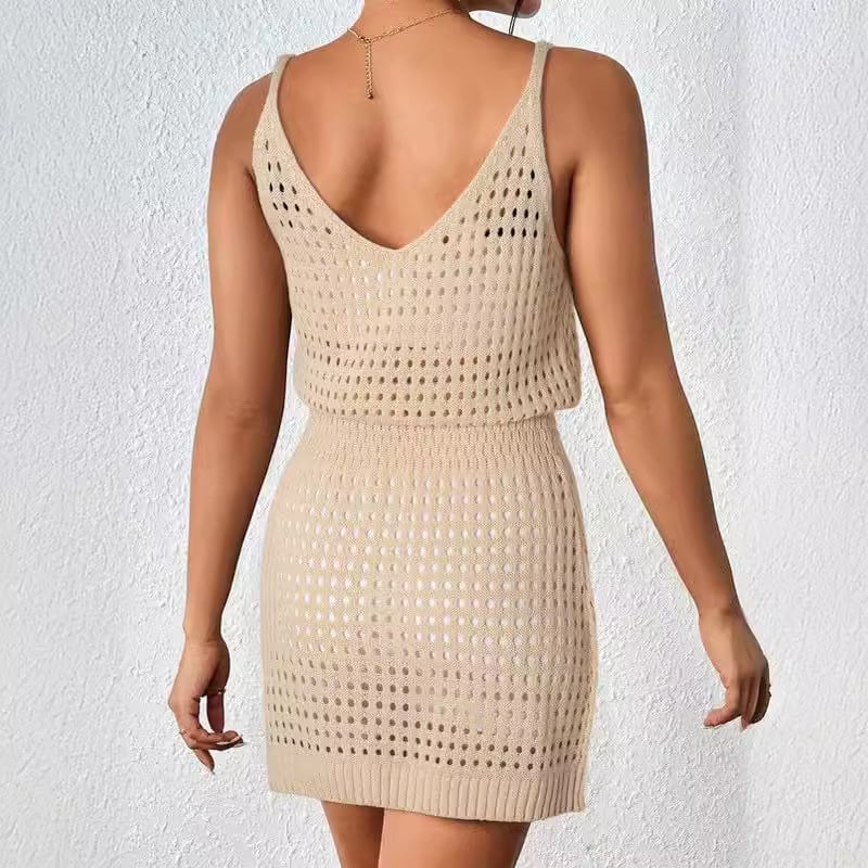 Women Summer Hollow Out Halter Dresses