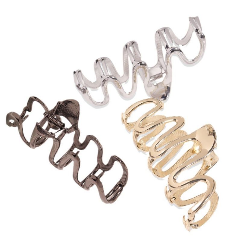 MM Wave Shaped Plated Metal Hair Clips