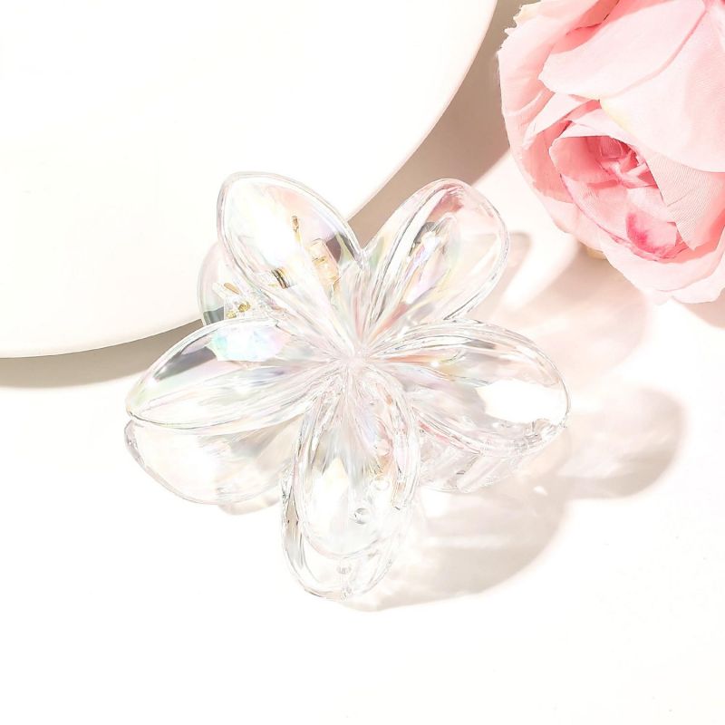 Flower Transparent Plastic Claw Clip