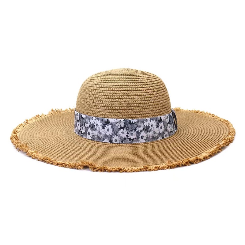 White Floral Ribbon Sun Hat