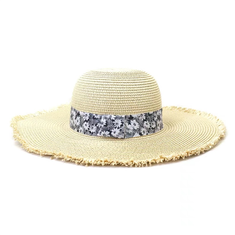 White Floral Ribbon Sun Hat