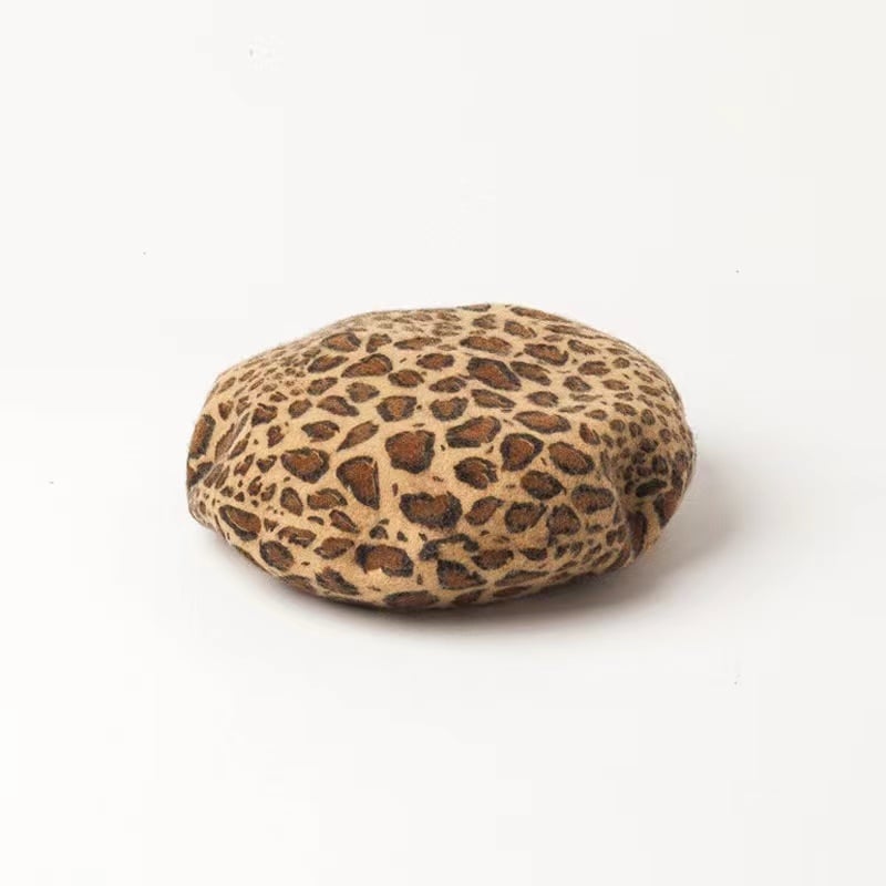 Vintage Leopard Print Beret