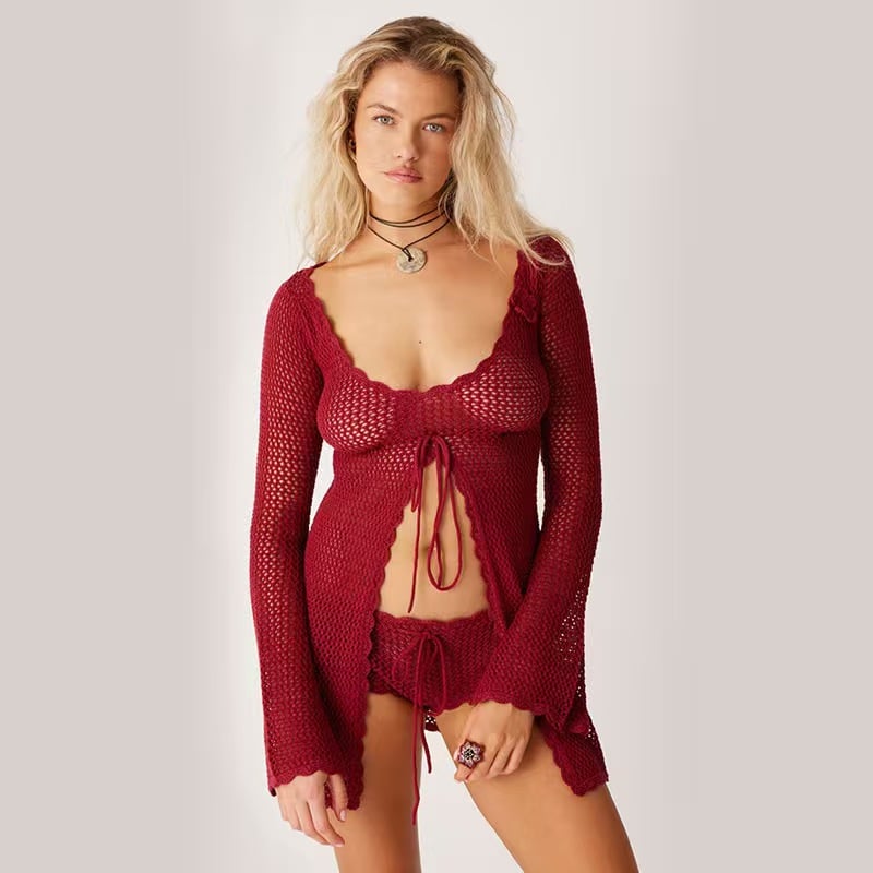 Sexy Knitted Hollow Out Dress