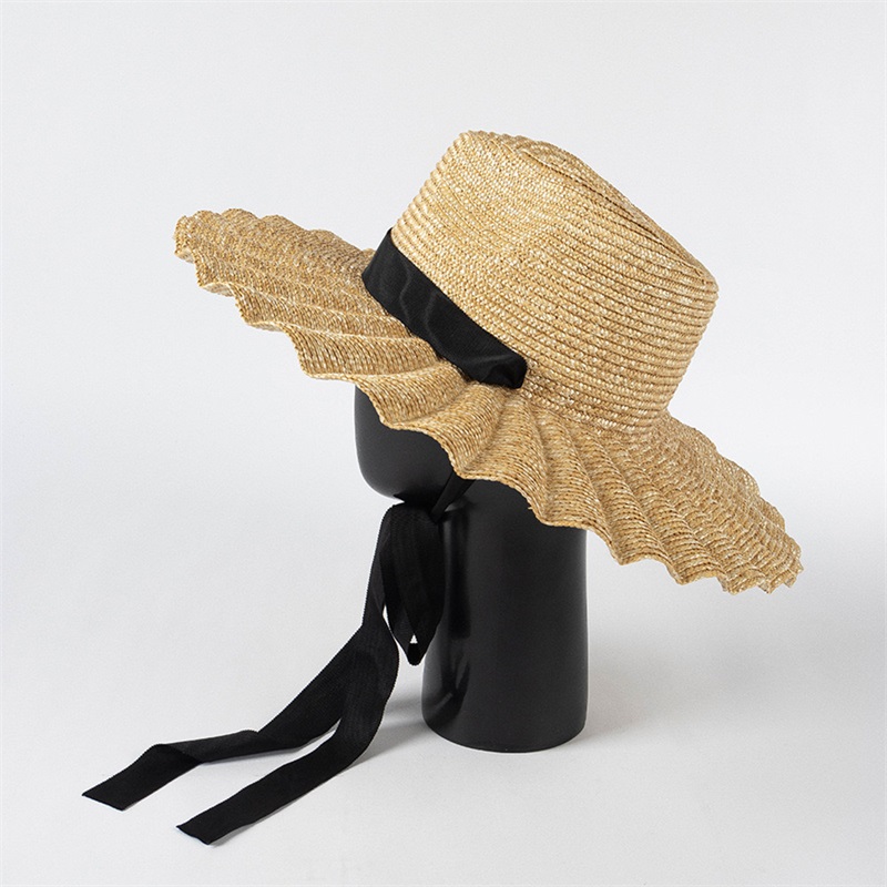 Niche Straps Straw Hat With Shell Fold  Large Brim