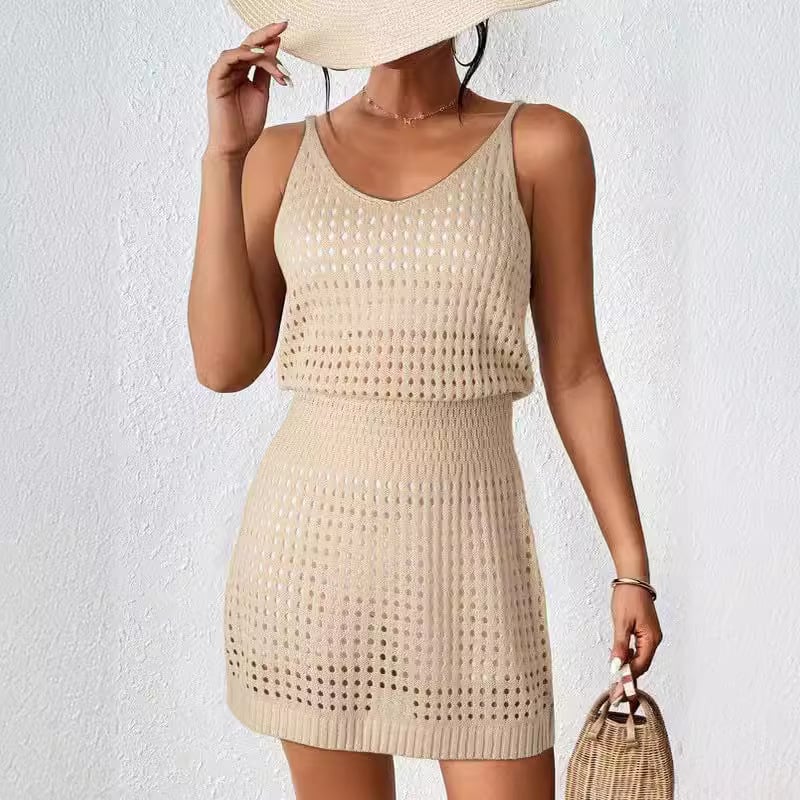 Women Summer Hollow Out Halter Dresses