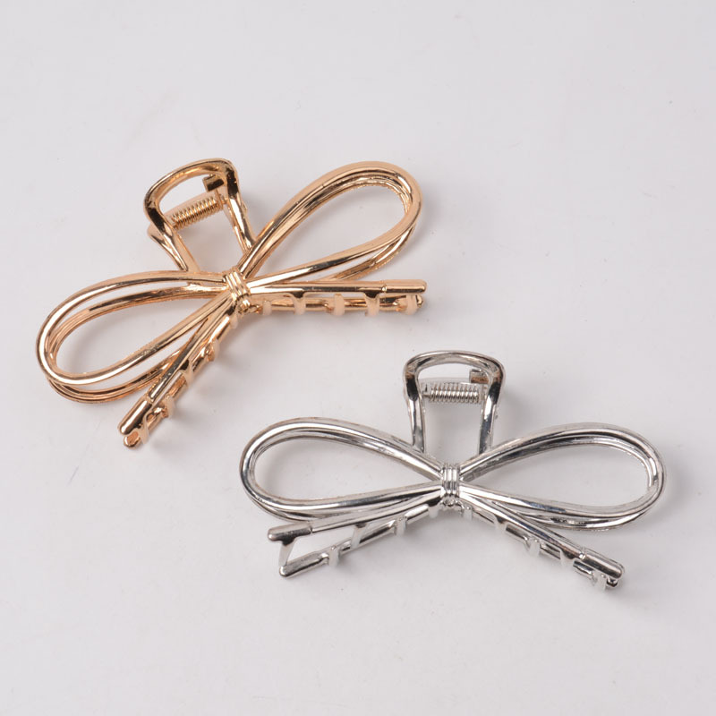 Bowknot Plated Gold Silver Hair Claw Clip