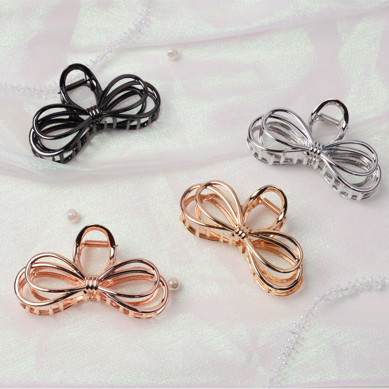 Bowknot Gold Silver Big Hair Claw Clips