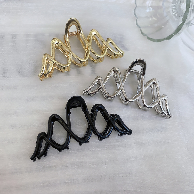 Wave Shaped Metal Hair Claw Clips