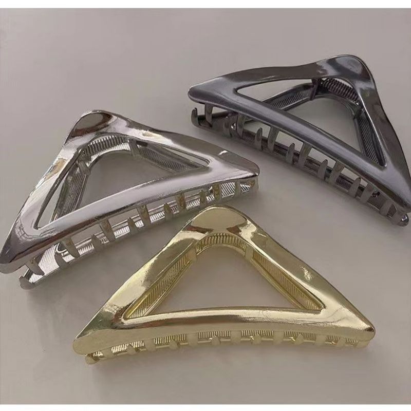 Big Triangle Shaped Plated Metal Hair Claw Clips