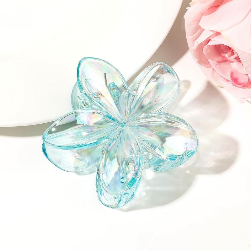 Flower Transparent Plastic Claw Clip