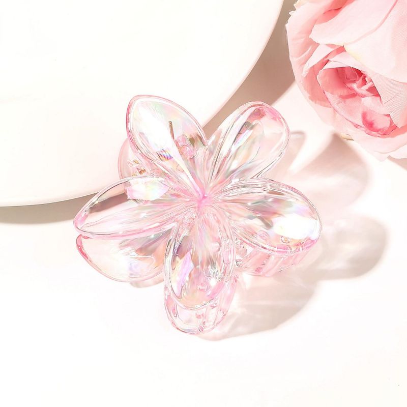 Flower Transparent Plastic Claw Clip