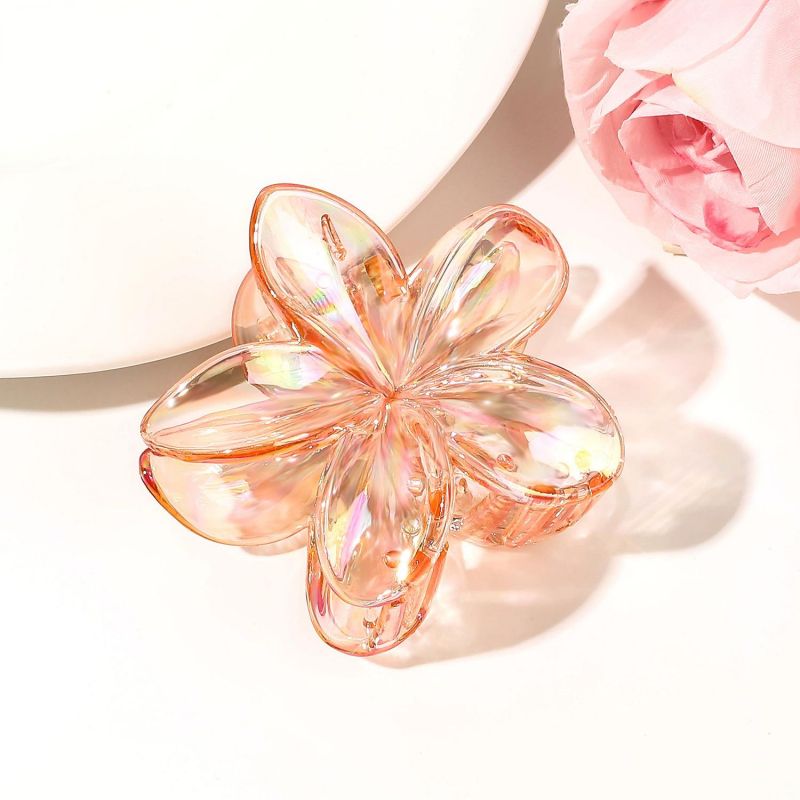 Flower Transparent Plastic Claw Clip