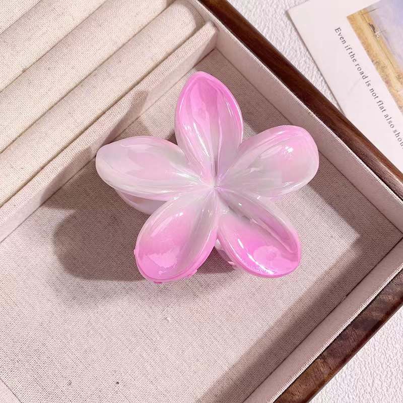 Flower Shiny Plastic With Ombre Holo Effect Hair Clip