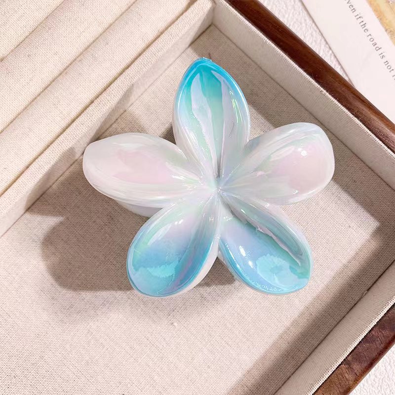 Flower Shiny Plastic With Ombre Holo Effect Hair Clip