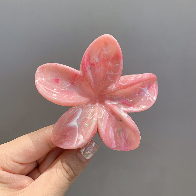 Flower Shiny Plastic With Ombre Holo Effect Claw Clip