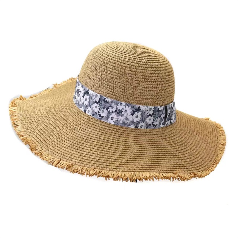 White Floral Ribbon Sun Hat