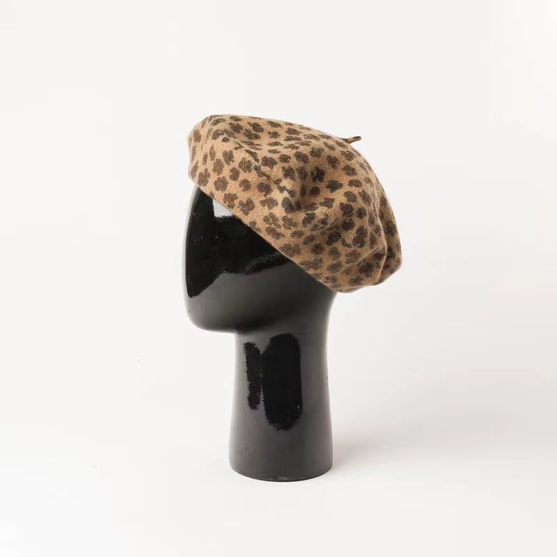 Vintage Leopard Print Beret