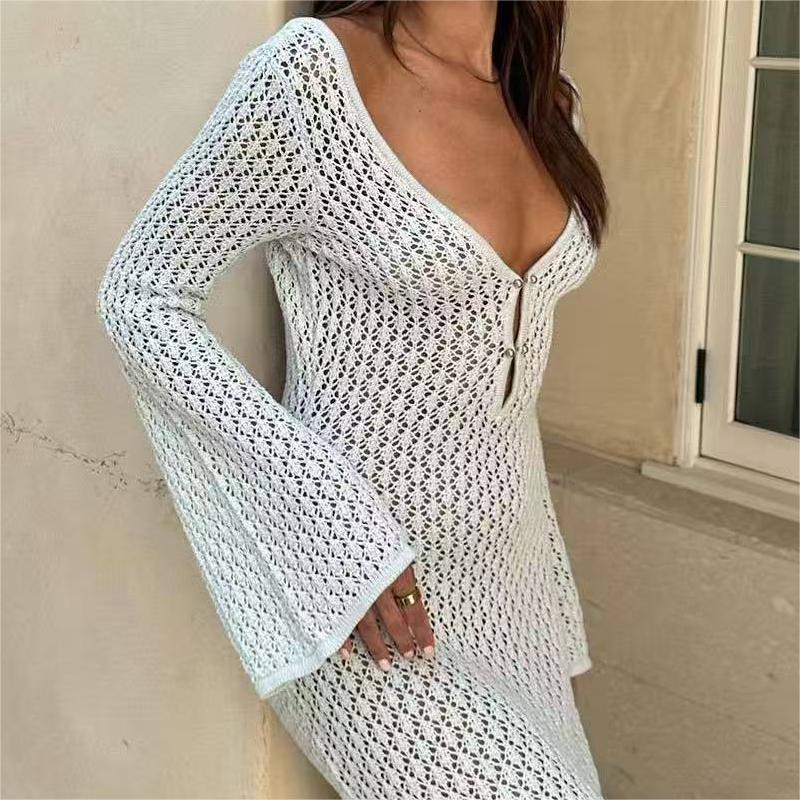 Beach Vacation Knitted Backless Women Dress