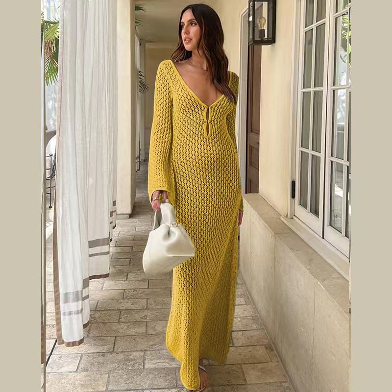 Beach Vacation Knitted Backless Women Dress