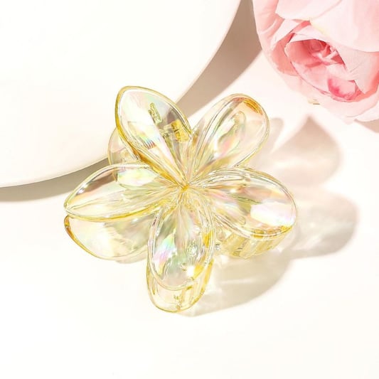 Flower Transparent Plastic Claw Clip