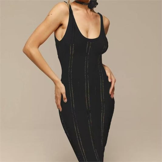 Sexy Backless Knitted Cover Up Maxi Dresses