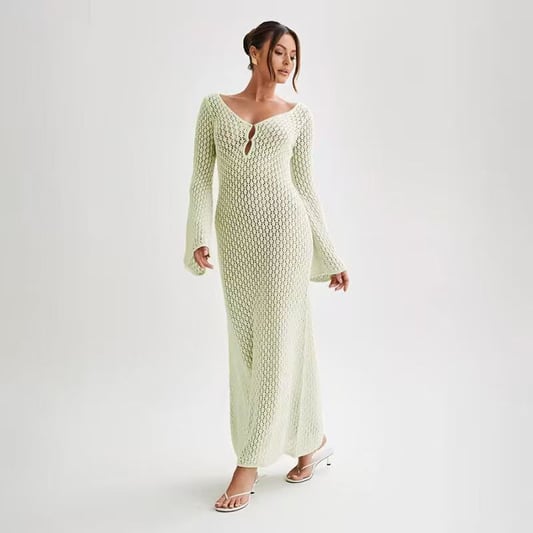 Beach Vacation Knitted Backless Women Dress