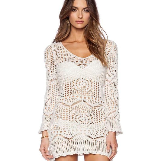 Sexy Girl White Crochet Short Skirt